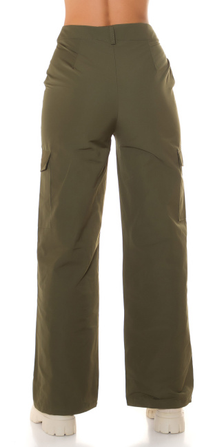 Trendy highwaist cargo pants Khaki